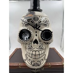 Halloween Sugar Skull with Top Hat, Tattoos, And Eye Patch  Ceramic Cookie Jar